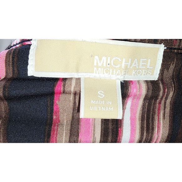 Michael Kors Multi-Color Half-Zip Blouse with Roll-Tab Sleeves Size S - Picture 6 of 6